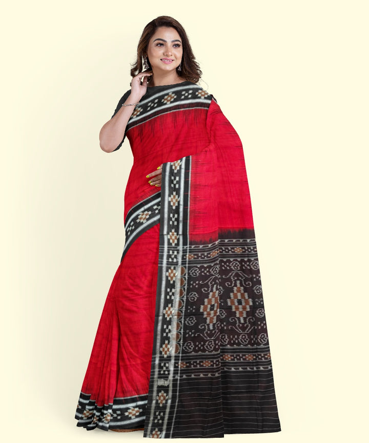 Maroon black handloom cotton nuapatna saree