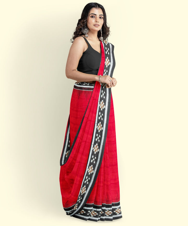 Maroon black handloom cotton nuapatna saree