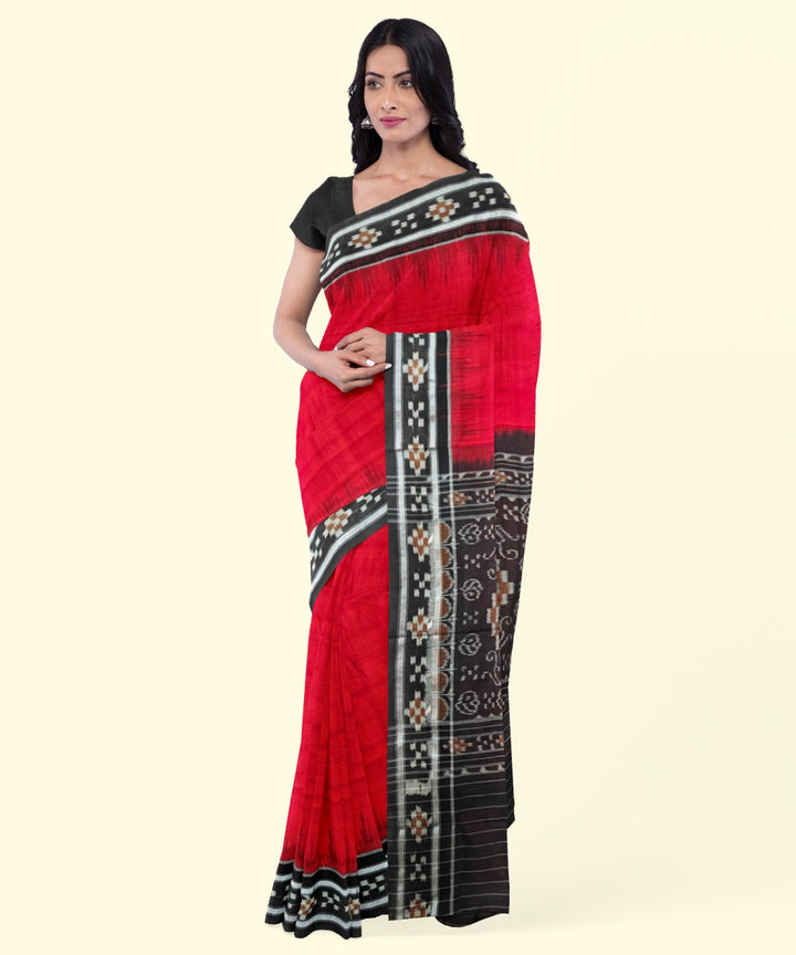 Maroon black handloom cotton nuapatna saree