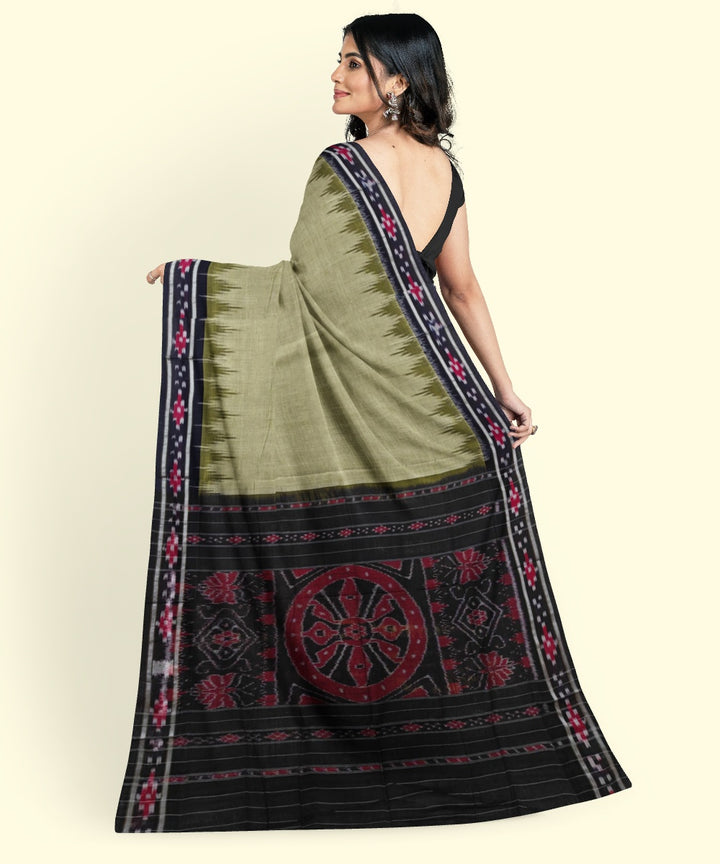 Olive green black handloom nuapatna cotton saree