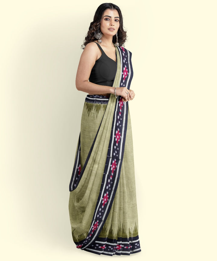 Olive green black handloom nuapatna cotton saree