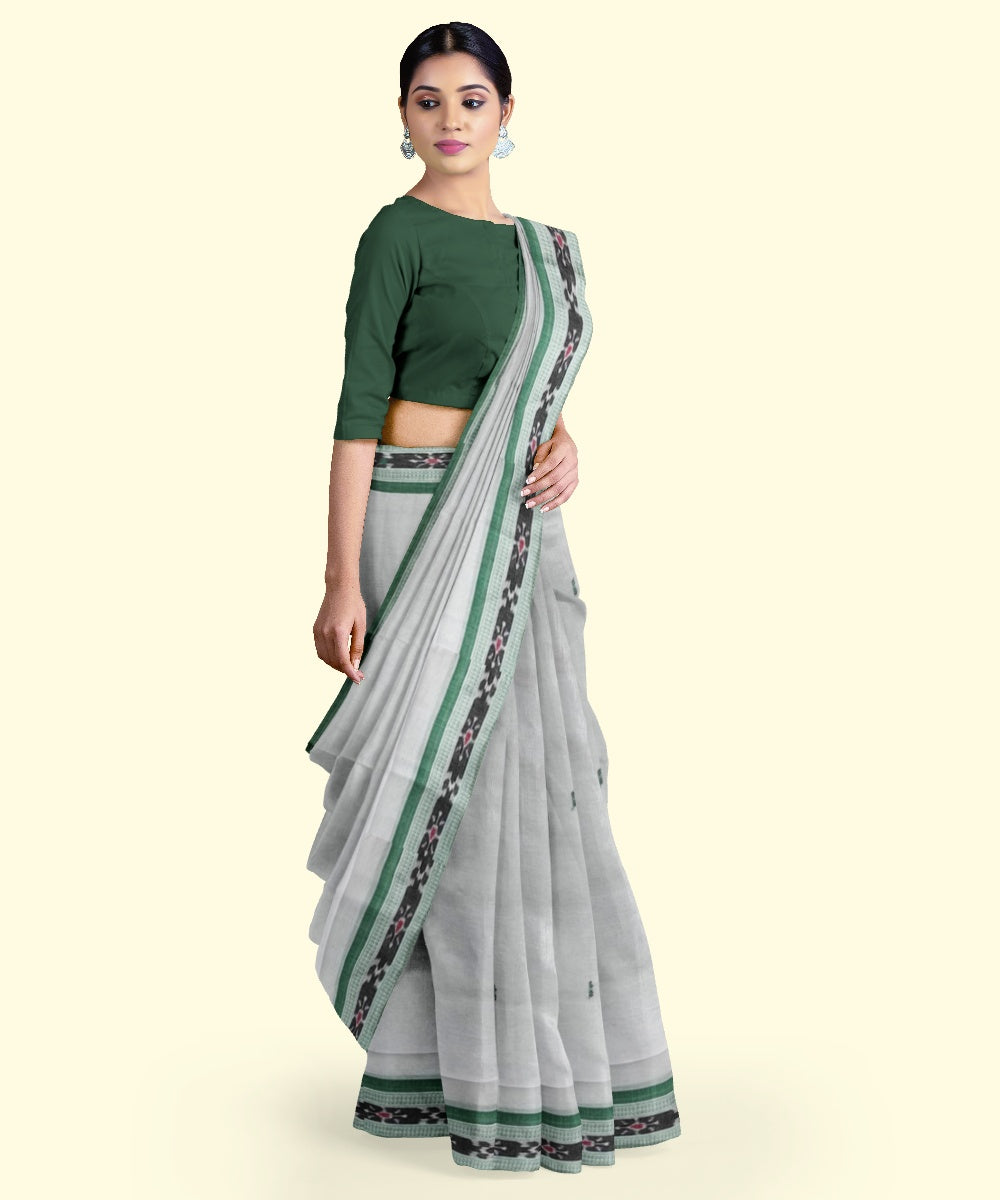 White pink cotton handloom nuapatna saree
