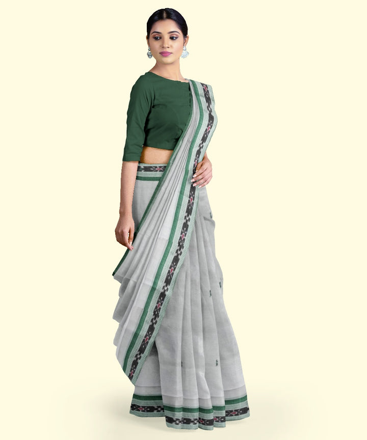 White pink cotton handloom nuapatna saree