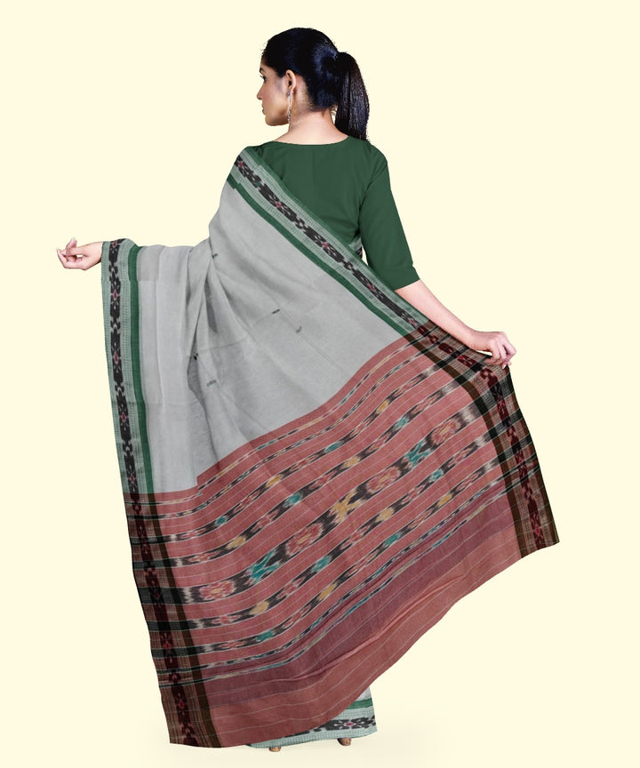 White pink cotton handloom nuapatna saree
