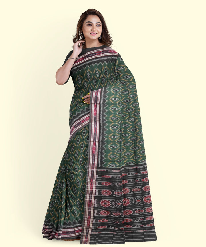 Dark green black cotton handloom nuapatna saree