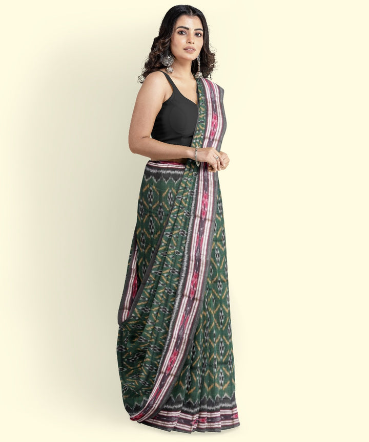 Dark green black cotton handloom nuapatna saree