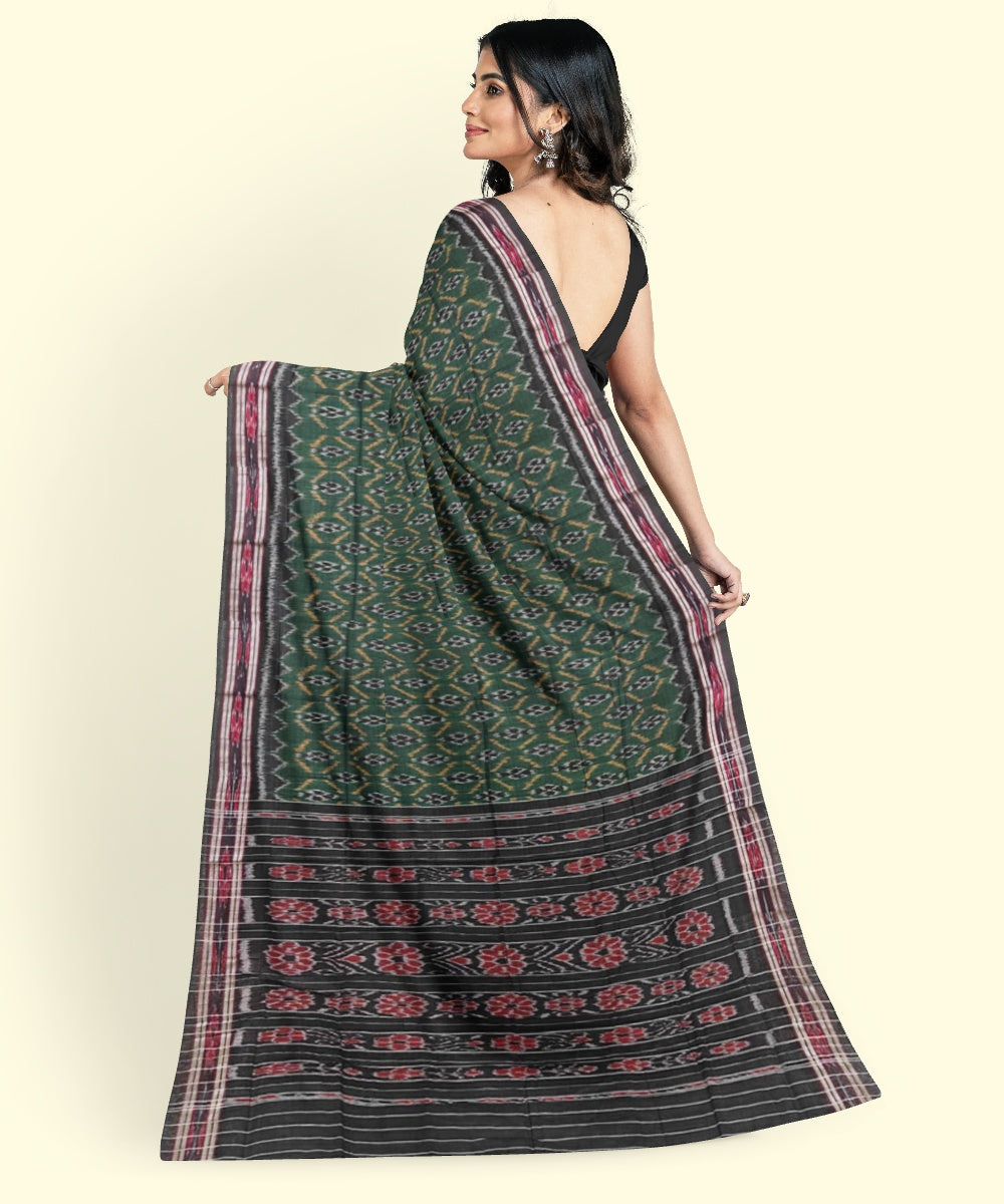 Dark green black cotton handloom nuapatna saree