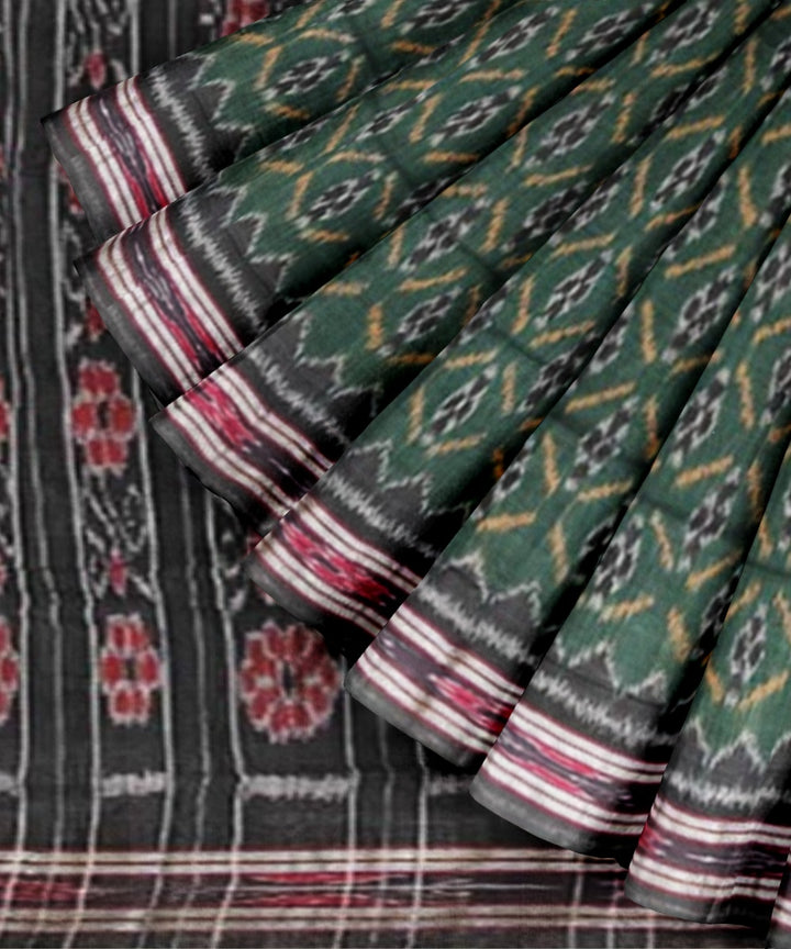 Dark green black cotton handloom nuapatna saree