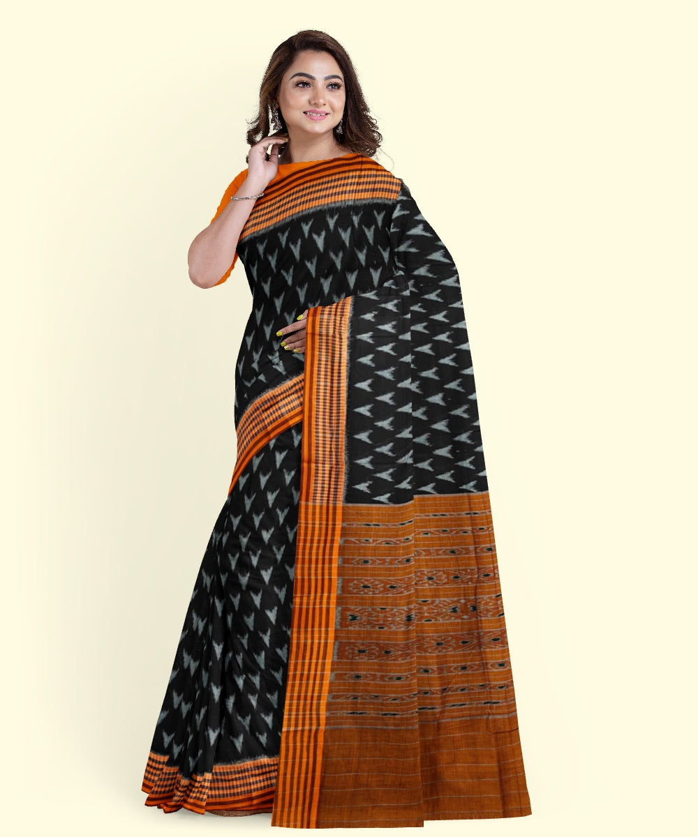 Black mustard cotton handloom nuapatna saree