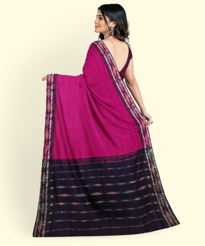 Majenta black cotton handloom nuapatna saree