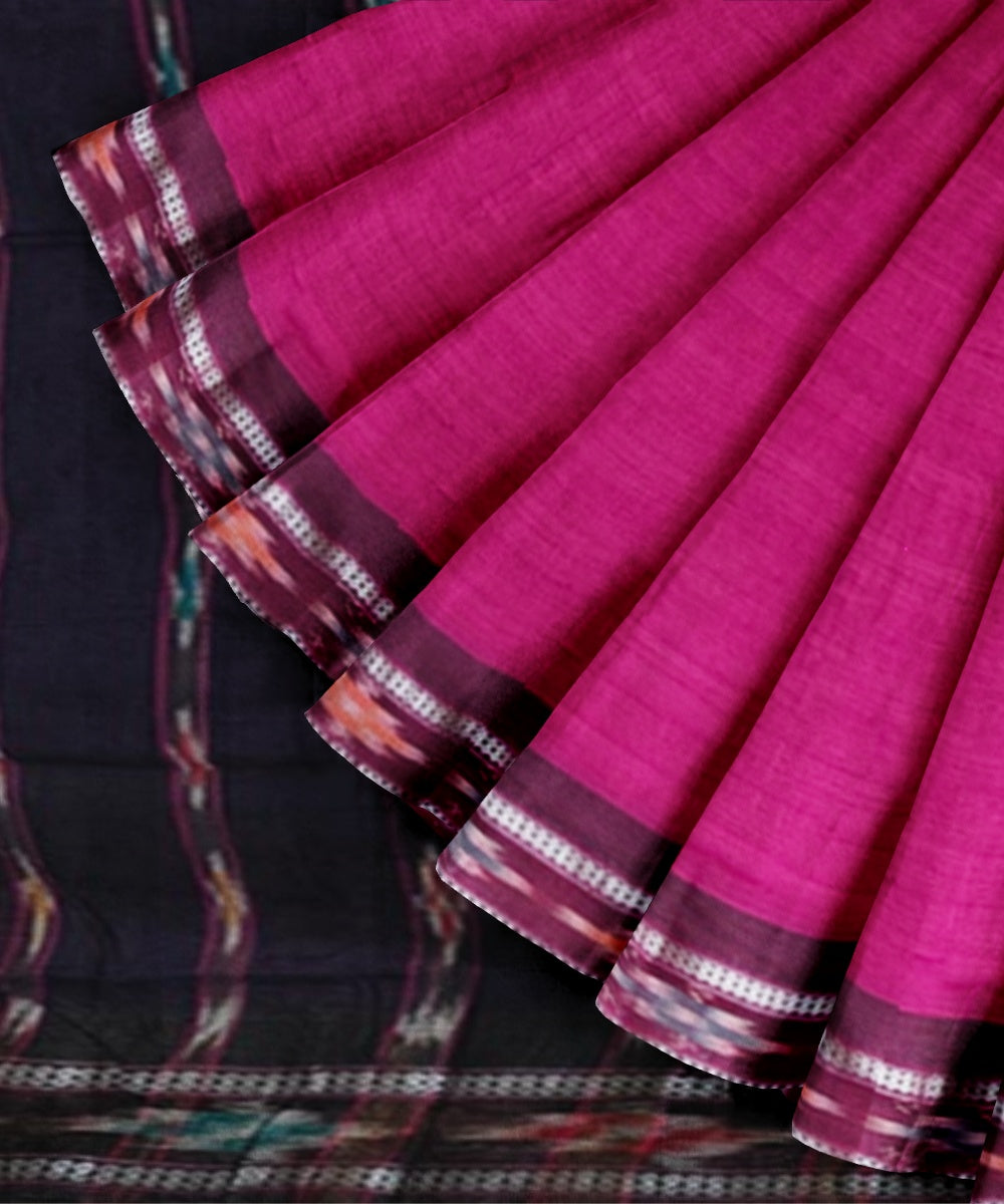 Majenta black cotton handloom nuapatna saree