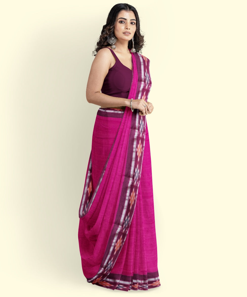 Majenta black cotton handloom nuapatna saree