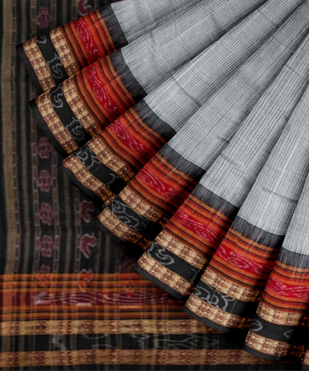 White black cotton handloom nuapatna saree