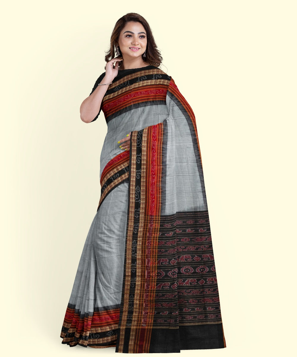White black cotton handloom nuapatna saree