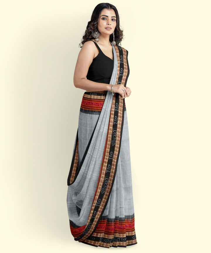 White black cotton handloom nuapatna saree