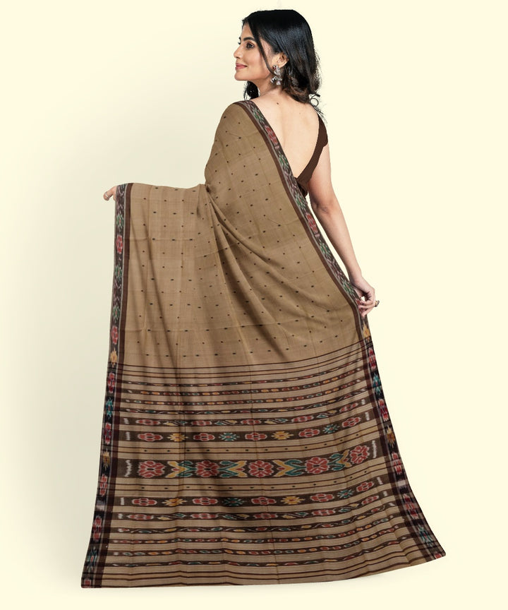 Beige coffee cotton handloom nuapatna saree