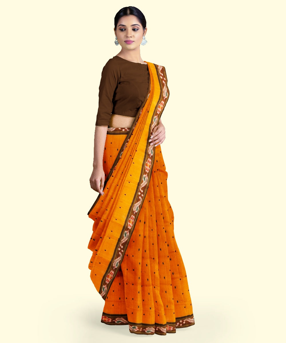 Orange black cotton handloom nuapatna saree