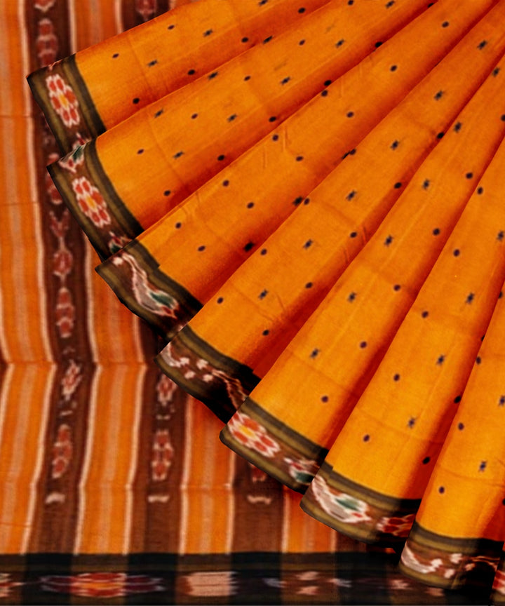 Orange black cotton handloom nuapatna saree