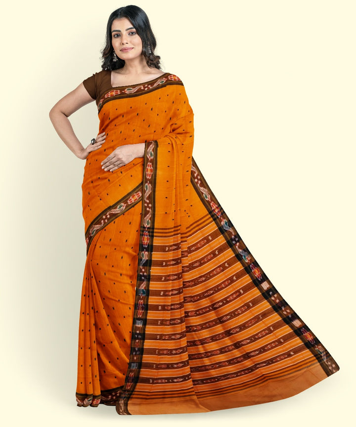 Orange black cotton handloom nuapatna saree