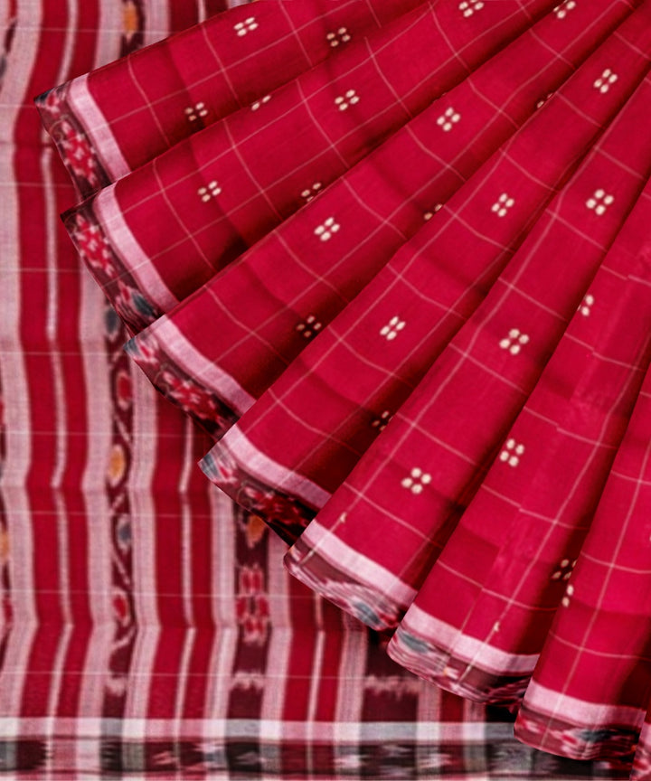 Red maroon cotton handloom nuapatna saree