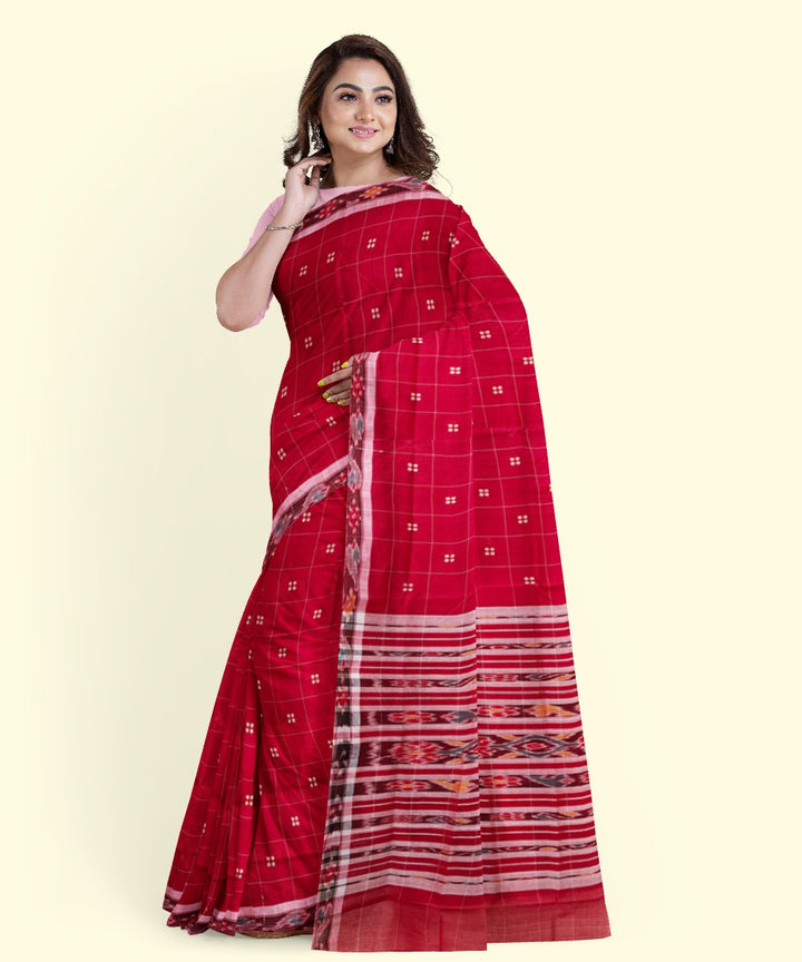 Red maroon cotton handloom nuapatna saree
