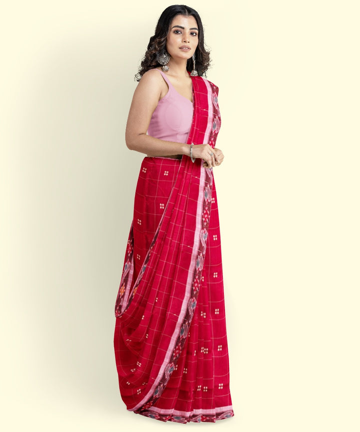 Red maroon cotton handloom nuapatna saree