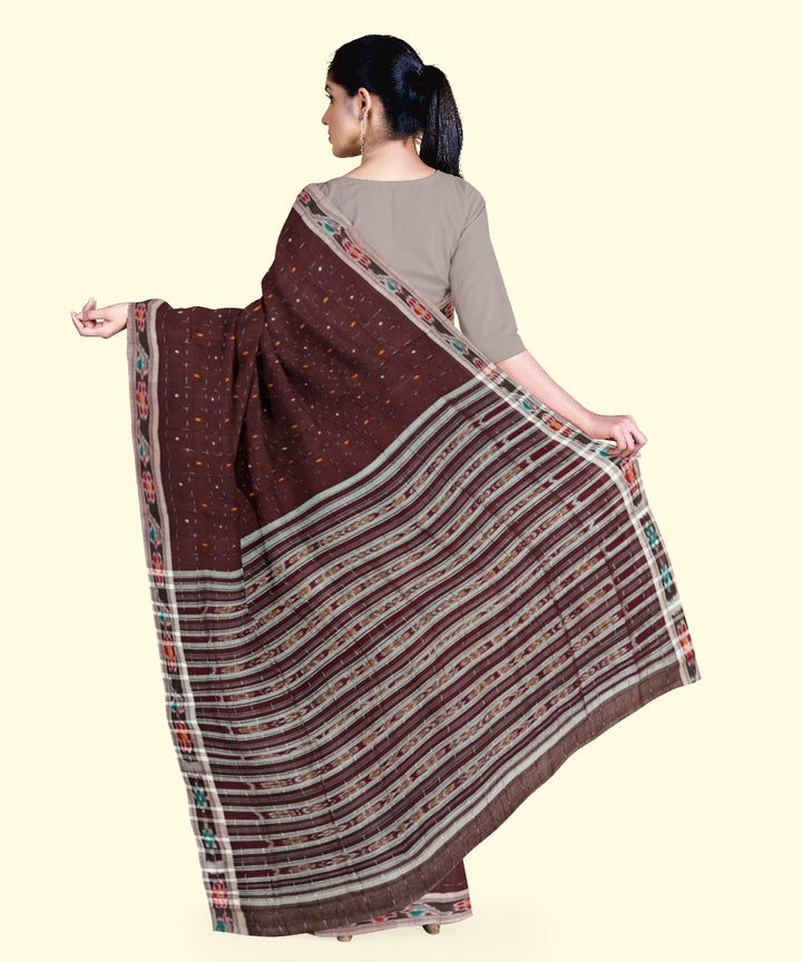 Coffee brown cotton handloom nuapatna saree