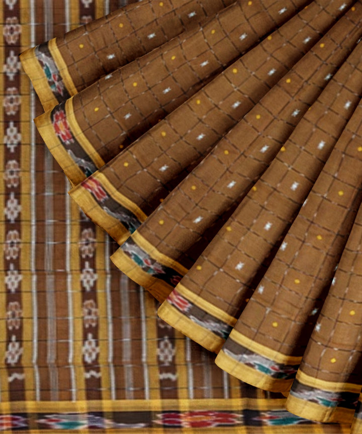 Brown rust cotton handloom nuapatna saree