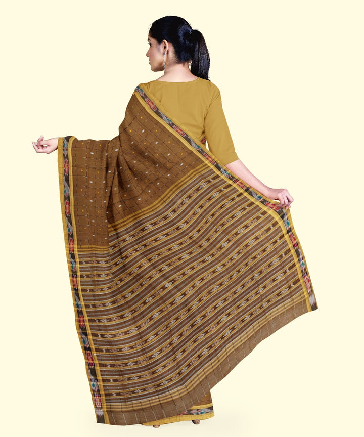 Brown rust cotton handloom nuapatna saree