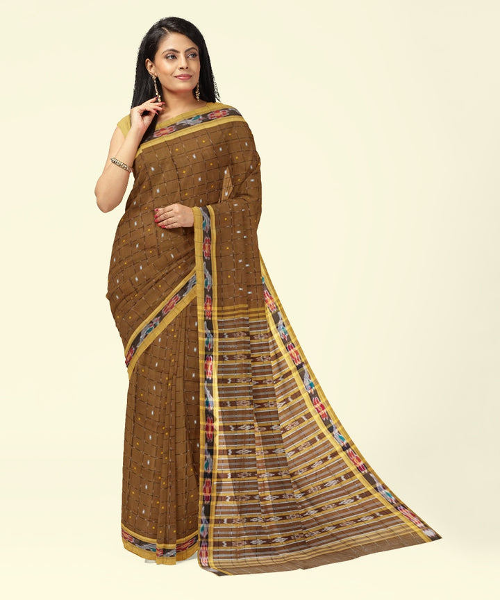 Brown rust cotton handloom nuapatna saree