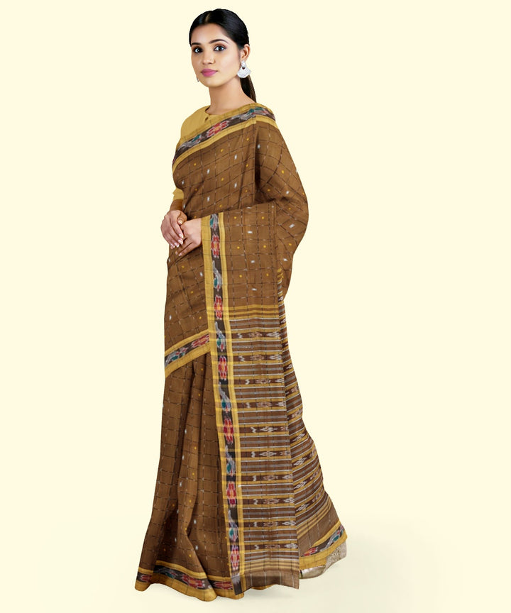 Brown rust cotton handloom nuapatna saree