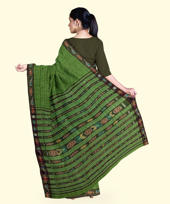 Olive green black cotton handloom nuapatna saree