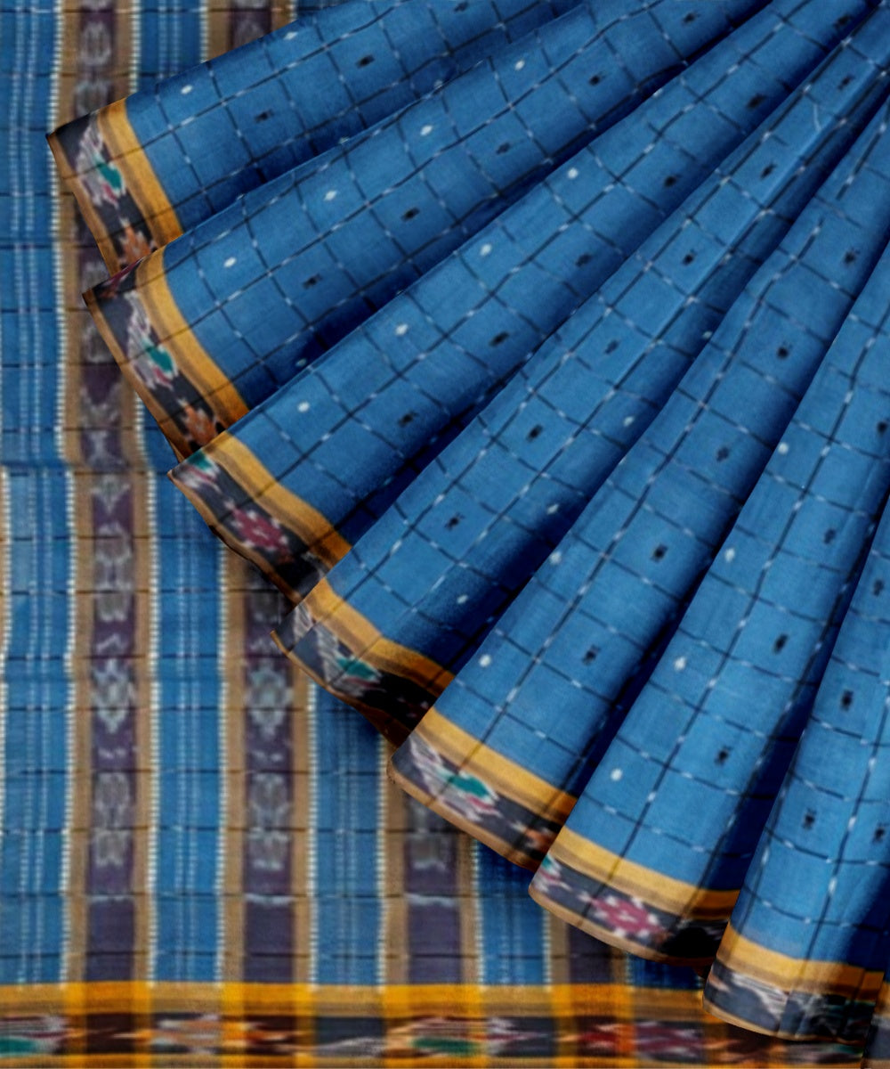 Sky blue cotton handloom nuapatna saree