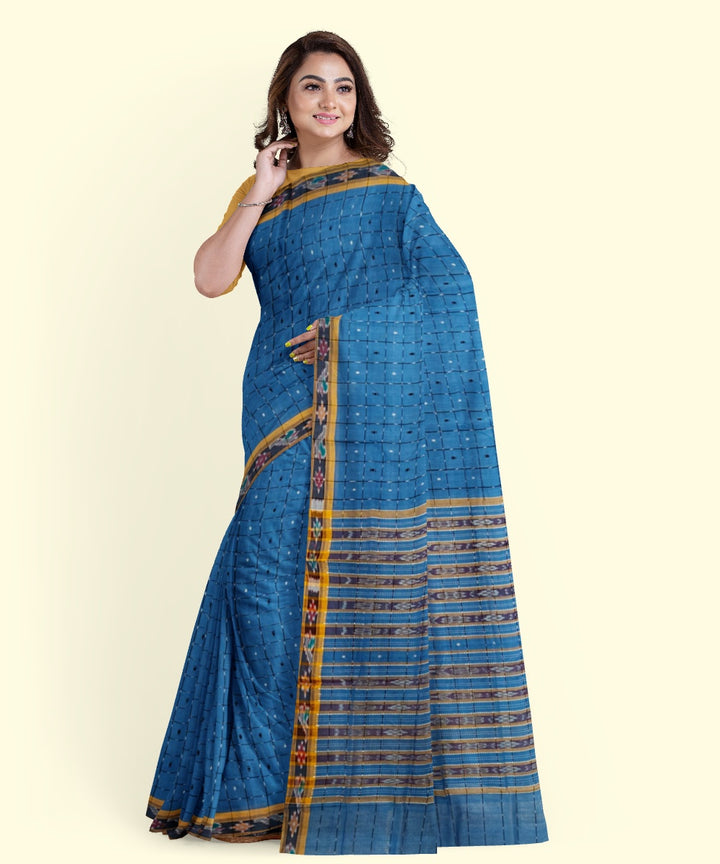 Sky blue cotton handloom nuapatna saree