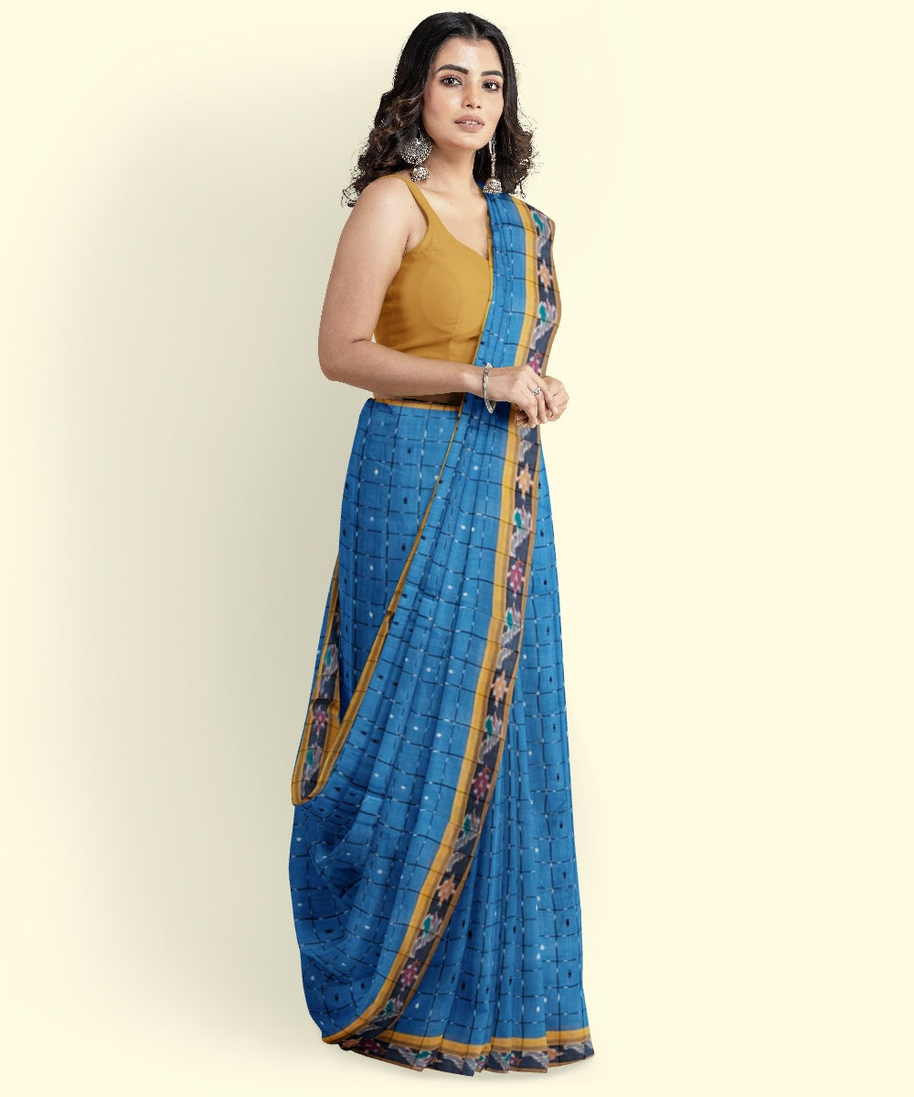 Sky blue cotton handloom nuapatna saree