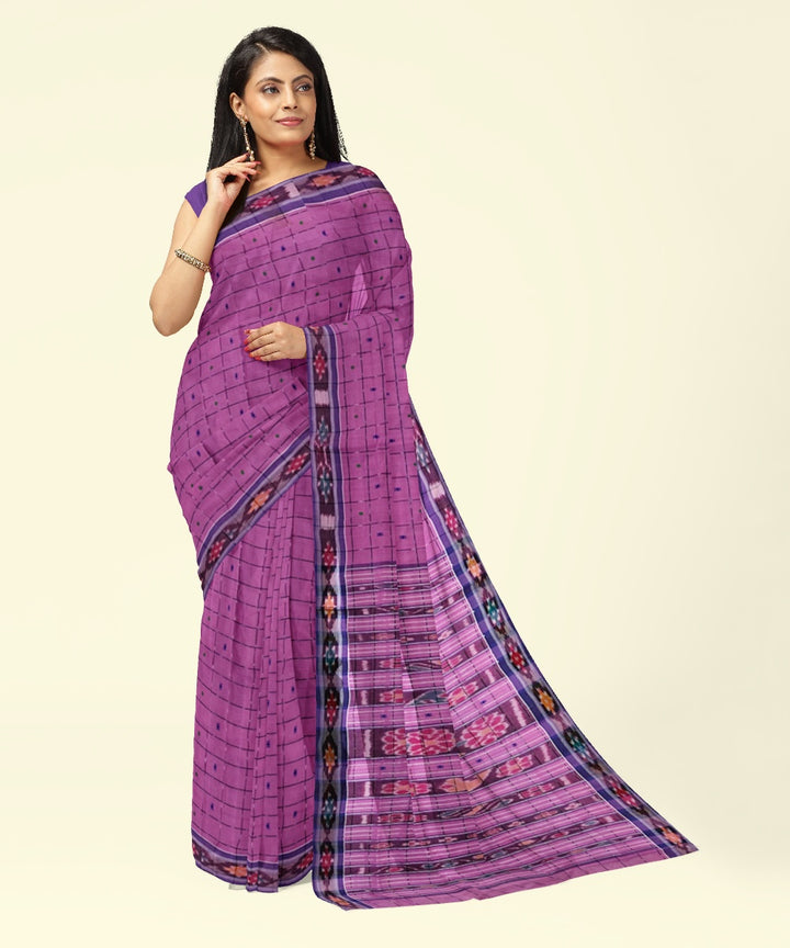Pink blue cotton handloom nuapatna saree