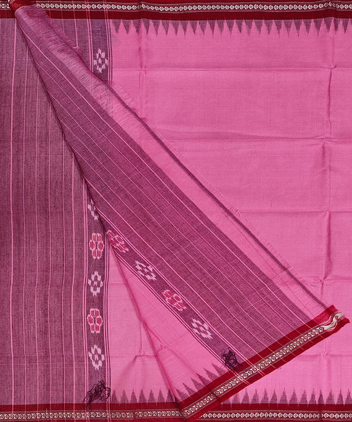 Pink red handwoven cotton sambalpuri gamcha towel