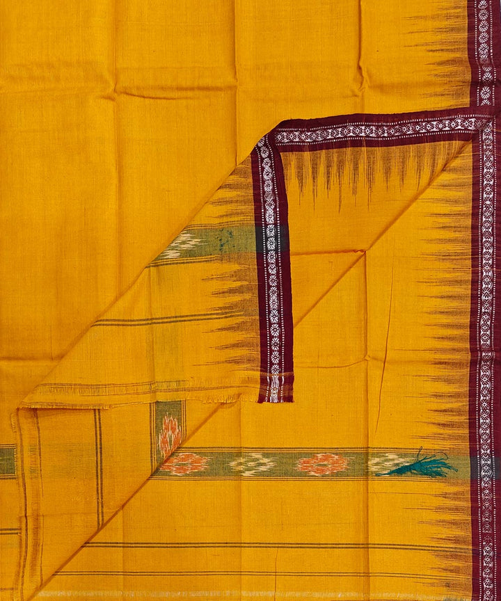 Yellow maroon handwoven cotton sambalpuri gamcha towel