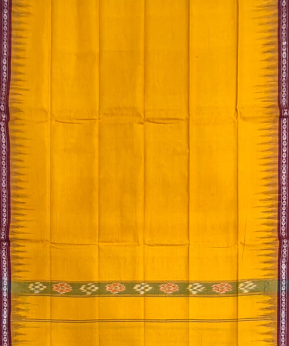 Yellow maroon handwoven cotton sambalpuri gamcha towel