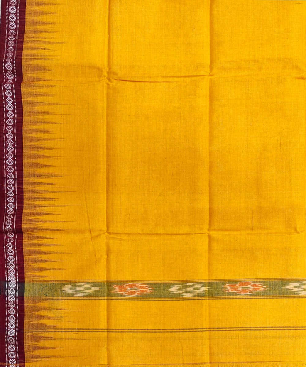 Yellow maroon handwoven cotton sambalpuri gamcha towel