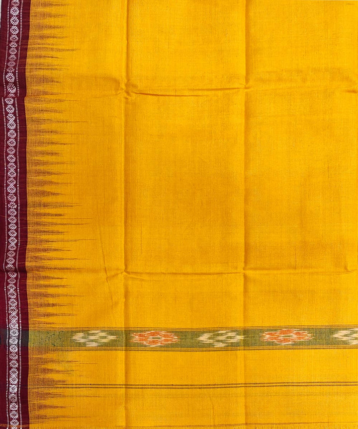 Yellow maroon handwoven cotton sambalpuri gamcha towel
