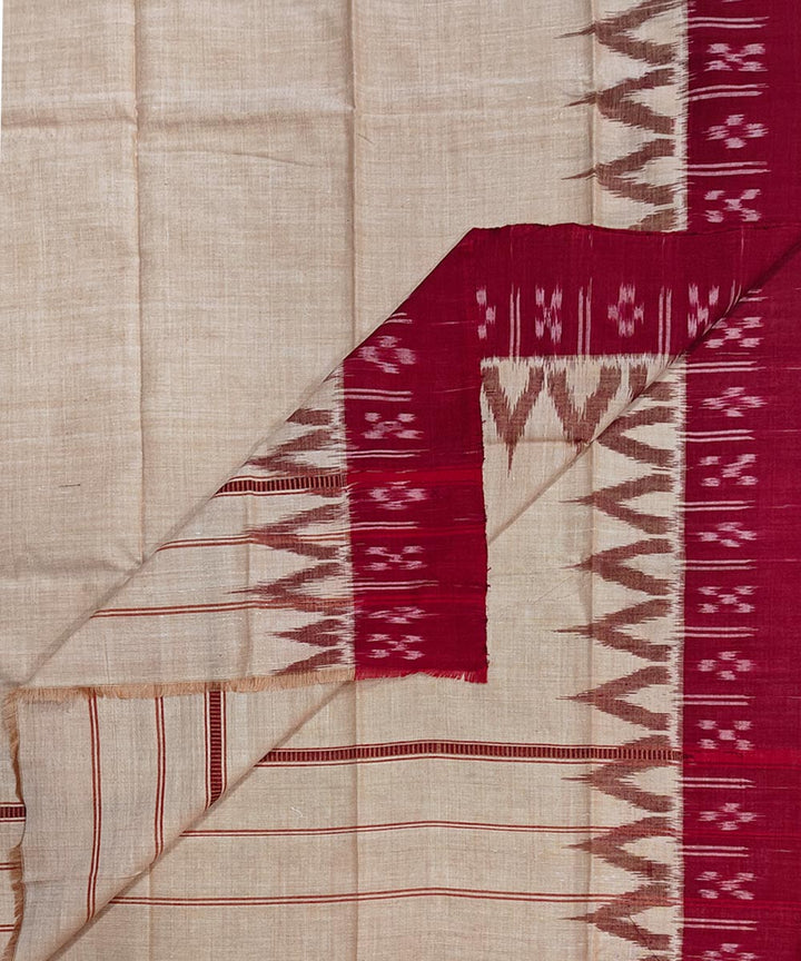 Beige maroon cotton handwoven sambalpuri gamcha towel