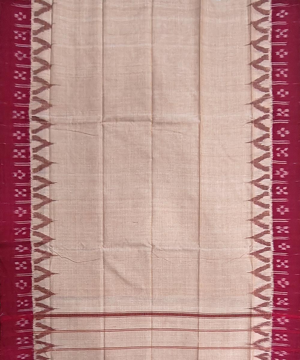Beige maroon cotton handwoven sambalpuri gamcha towel