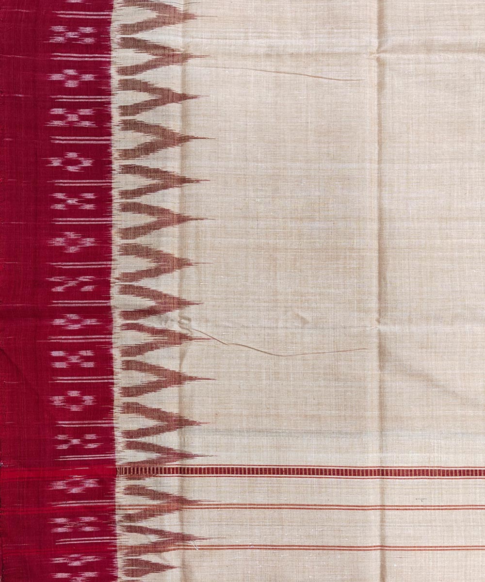 Beige maroon cotton handwoven sambalpuri gamcha towel