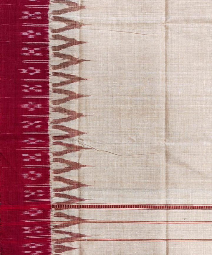 Beige maroon cotton handwoven sambalpuri gamcha towel