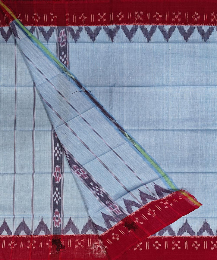 Sky blue maroon cotton handwoven sambalpuri gamcha towel