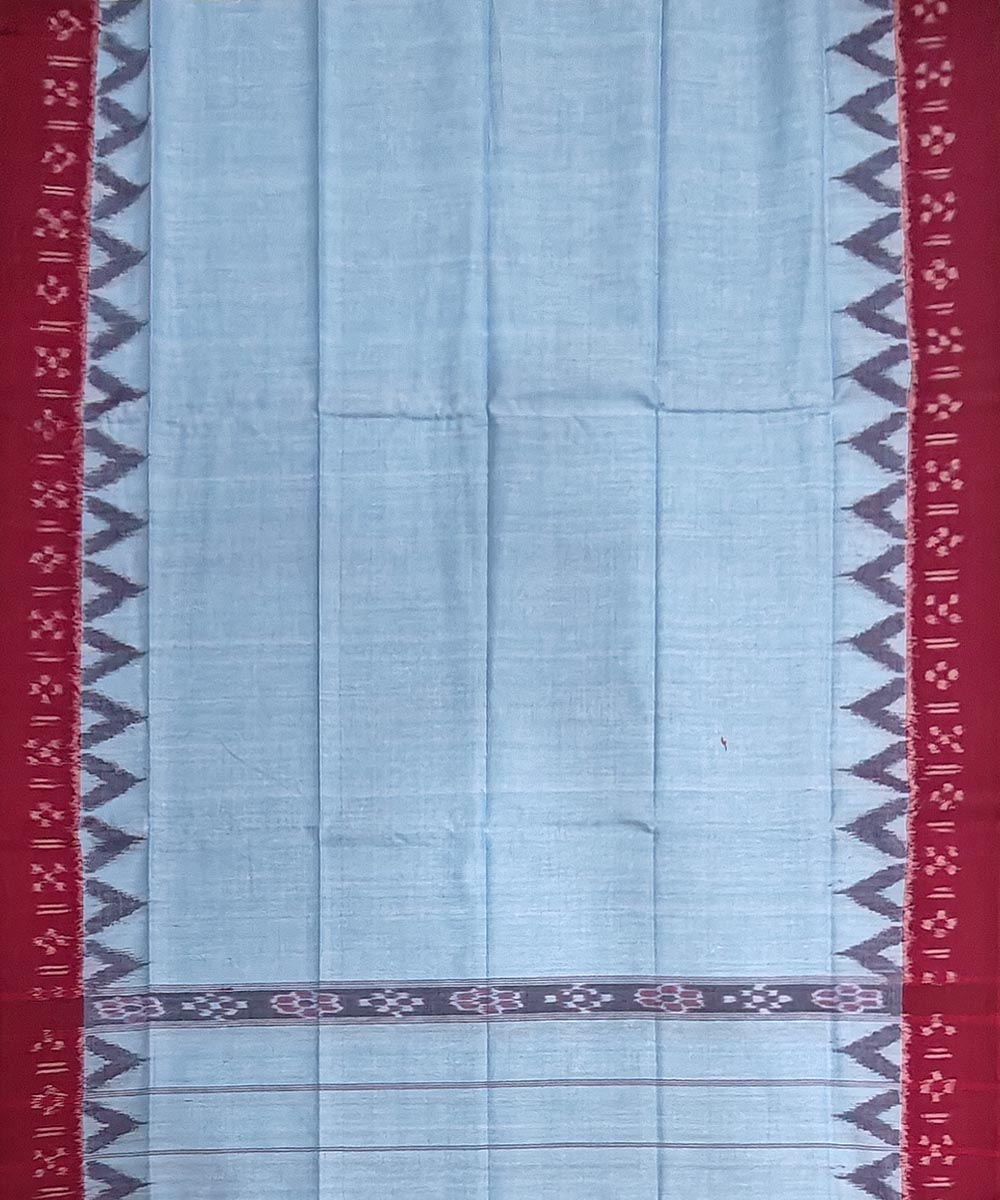 Sky blue maroon cotton handwoven sambalpuri gamcha towel