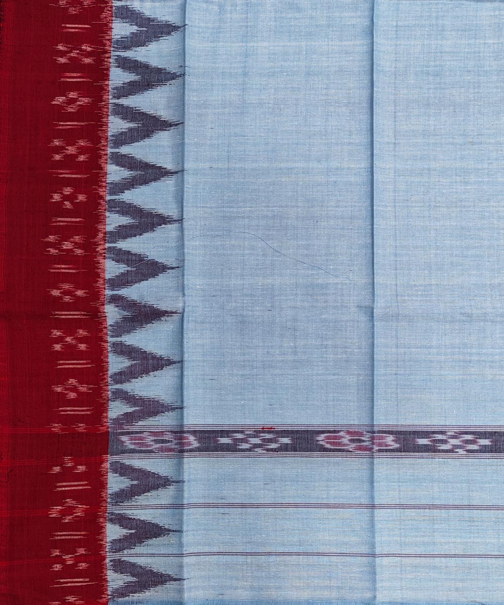 Sky blue maroon cotton handwoven sambalpuri gamcha towel