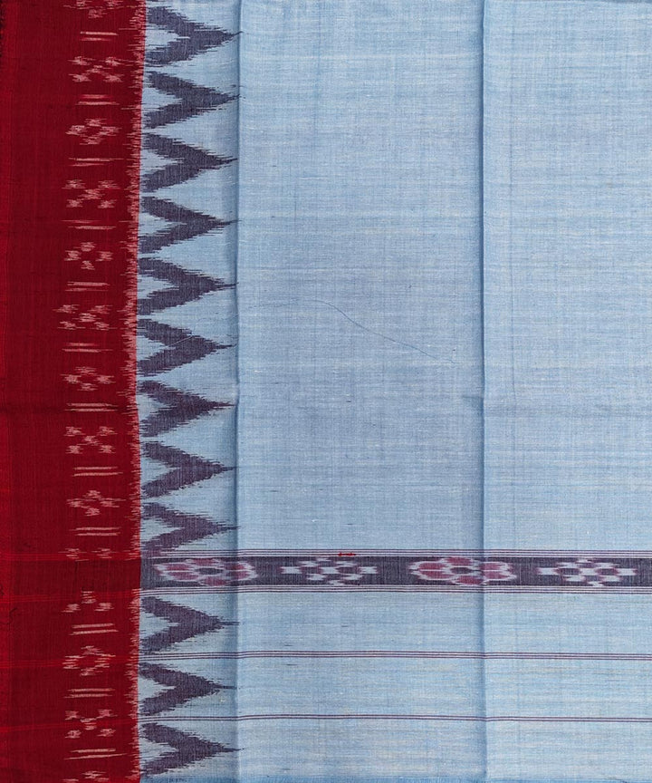 Sky blue maroon cotton handwoven sambalpuri gamcha towel