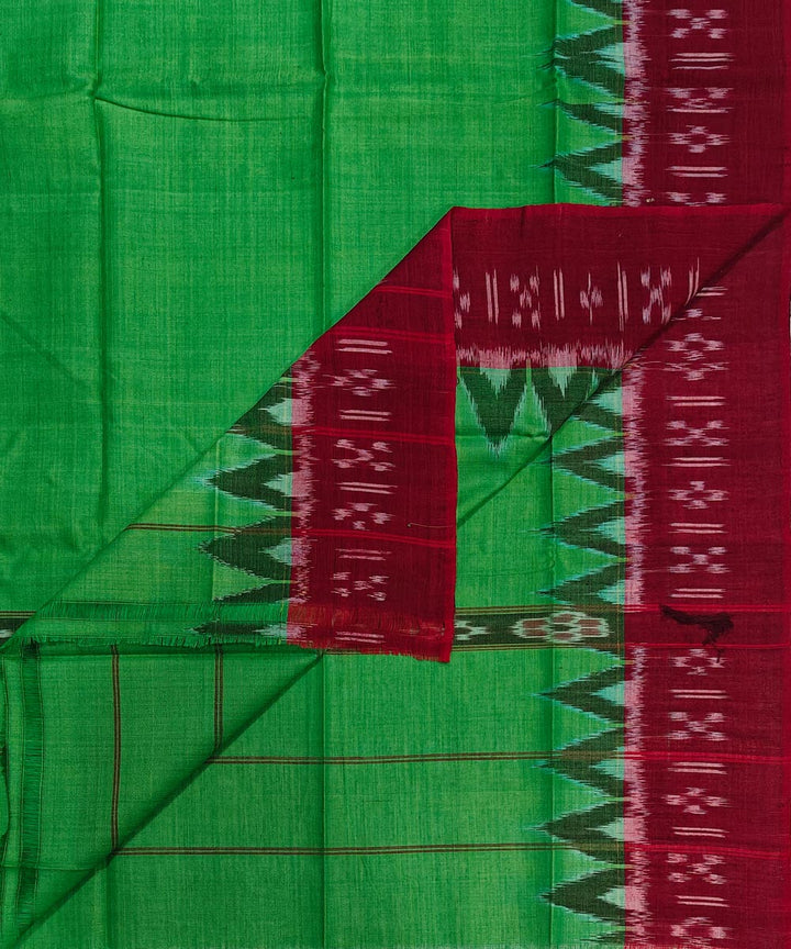 Parrot green maroon handwoven cotton sambalpuri gamcha towel